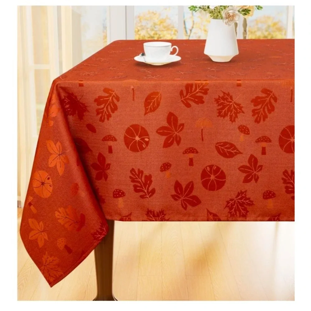 Thanksgiving Tablecloth‎ 60x84 Autumn Pumpkin Mushroom Terracotta Halloween Fall